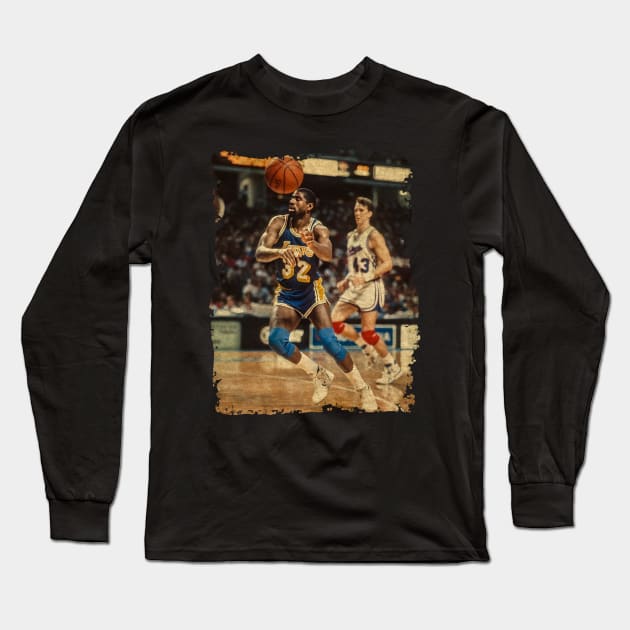 Magic Johnson, 1989 Long Sleeve T-Shirt by Omeshshopart